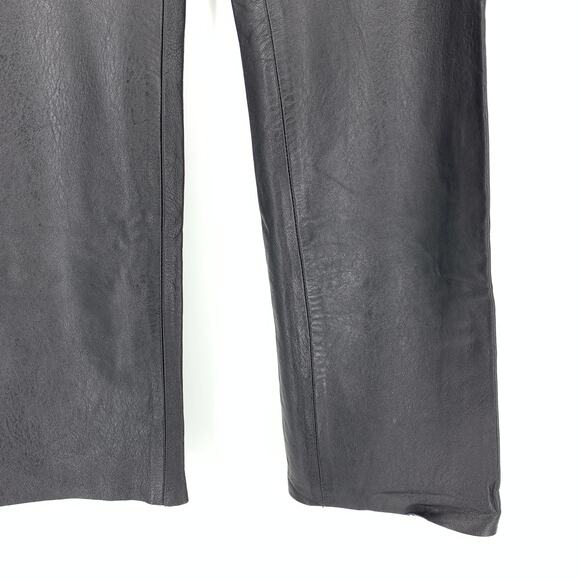 BCBGMAXAZRIA Y2K Women's Size 12 Low Rise Leather Pants Straight Leg Black - Picture 4 of 8